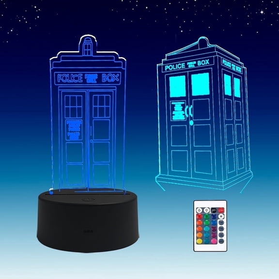 Tardis 3D LED 16-Color Remote Table Lamps Dr Who Bedroom Decor