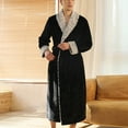 thumbnail image 5 of VANLOFE Unisex Warm Pajamas Household Clothes Solid Bathrobe Lengthened Night-robe Man's Nightgown Casual Robes Black Robes Sleepwear for Woman XL, 5 of 6