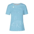 thumbnail image 4 of Tops de Ajuste Suelto para las Mujeres Sudadera Casual Impresa Manga Corta Cuello Redondo Superior, Poliéster, 4 of 4