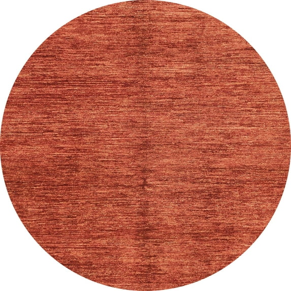 Ahgly Company Machine Washable Indoor Round Abstract Orange Red Area Rugs, 7' Round