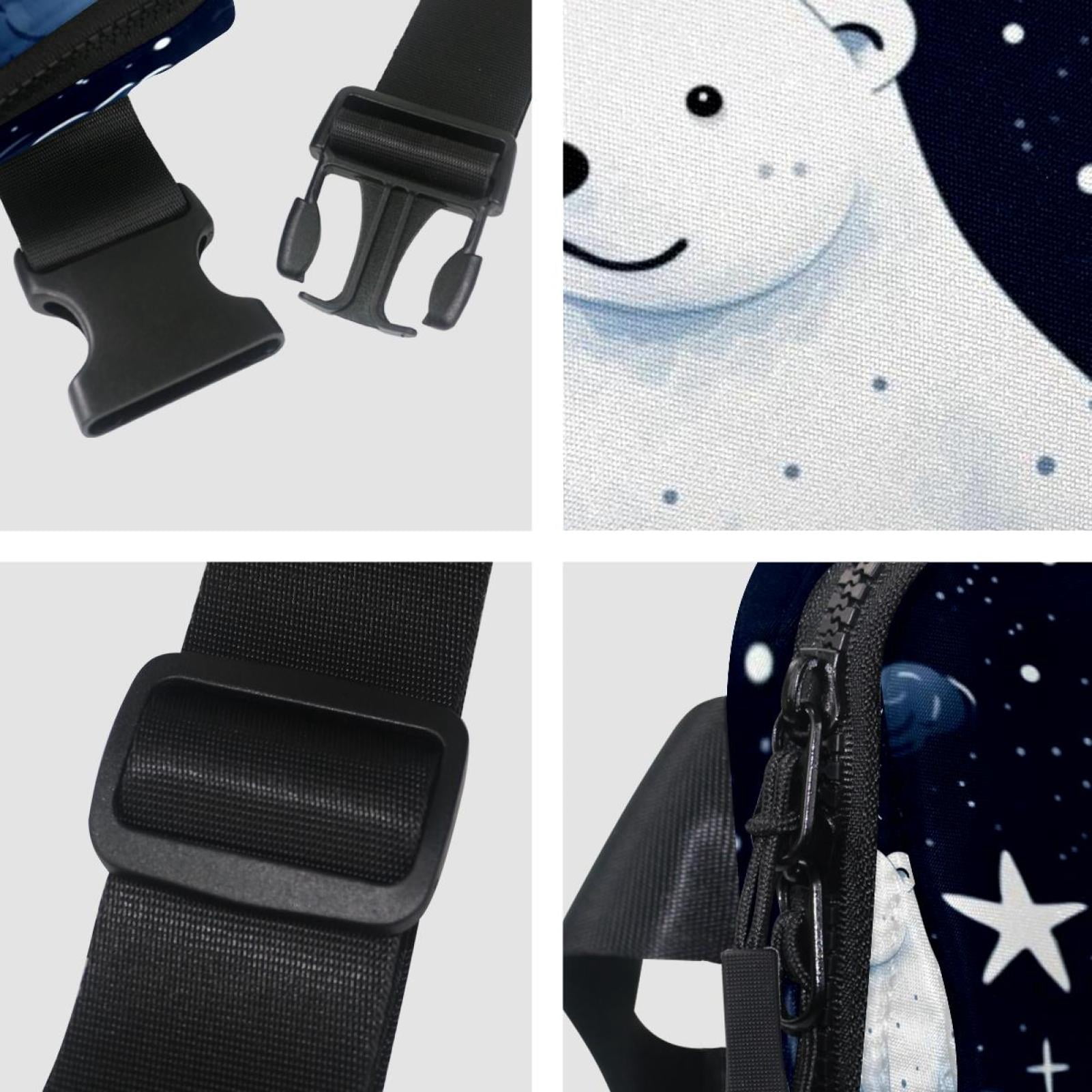 Starry sky polar bear Lightweight Adjustable Fanny Pack with Extension Strap - Unisex Waist Packs Crossbody Bag