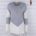 thumbnail image 2 of Women Long Sleeve Crew Neck Pullovers Stitching Color Loose Knitted Sweaters, 2 of 8