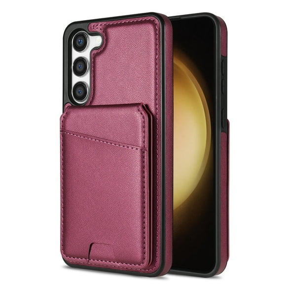 Compatible With Samsung Galaxy S21  Magnetic Detachable Wallet Case,PU Leather Back Flip Kickstand,[Compatible With Magsafe],With Card Slots,Shockproof Rugged Phone Case Cover,Red