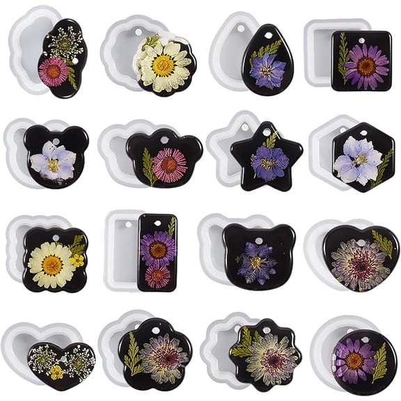 16-Piece Jewelry Mold Set - Oval Pendant, Resin & Clay, 3D & Silicone Molds for Resin Casting & Candle Making