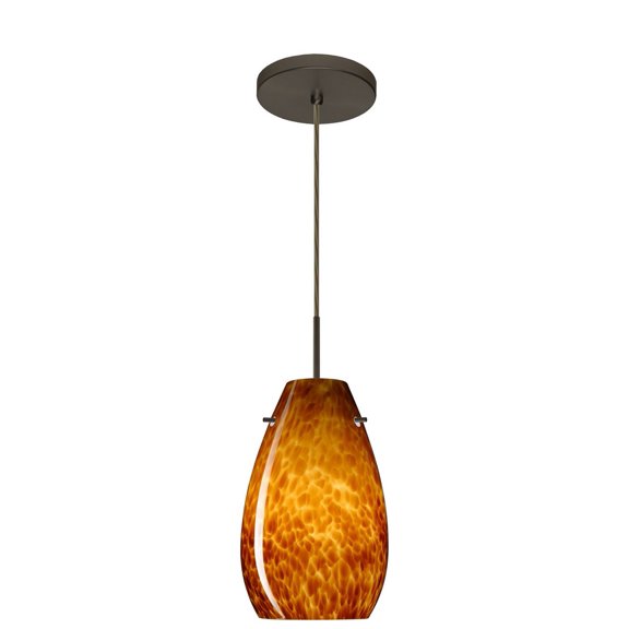 1JT-412618-BR-Besa Lighting-Pera 9-One Light Cord Pendant with Flat Canopy-6 Inches Wide by 9.5 Inches High-Bronze Finish-Amber Cloud Glass