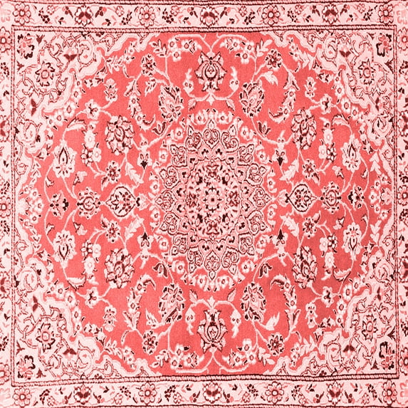 Ahgly Company Indoor Square Medallion Red Traditional Area Rugs, 5' Square