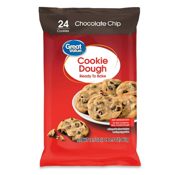 Great Value Ready to Bake Chocolate Chip Cookie Dough, 16.5 oz