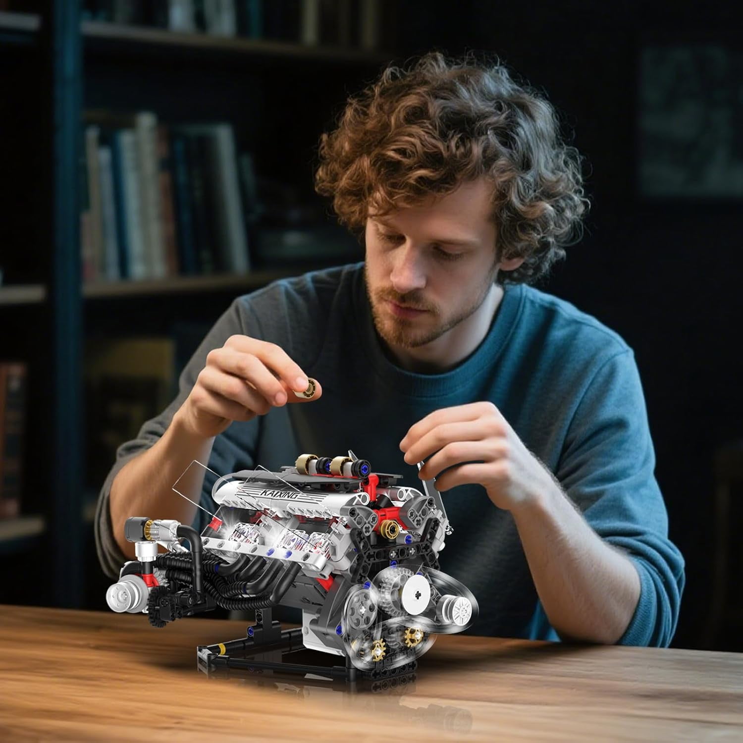 GZBricker V8 Engine Building Sets With Motor LED Light APP Control Compatible with Lego Technical Car Part Electrically Driven Model for Adults Boys 14+ 662PCS