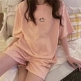 thumbnail image 1 of Pijama de mujer con estampado de gofres de primavera y otoño e invierno con cara sonriente, traje deportivo de verano de manga larga, ropa de casa, 1 of 6