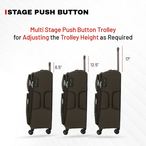 Emblem Falcon 20''/24''/28'' Set of 3-Piece Softside Spinner Luggage Set, 1200D Lightweight with 360 Degree Wheels, and Expandable Trolley Bag, Brown