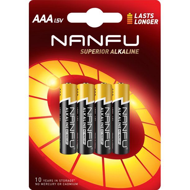 Nanfu 1.5V Alkaline AAA Batteries 4 Pack, Fresh Expire Date: 12/2031 ...
