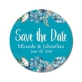 thumbnail image 1 of Darling Souvenir Round 45 Pcs Floral Border Save The Date Stickers Wedding Personalized Bride Groom Names And Date Envelope Seals - Turquosie, 1 of 4