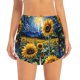 thumbnail image 2 of Balery Starry Sky Sunflower Pantalones cortos deportivos para mujer con forro y dos bolsillos, elásticos, para entrenamiento, gimnasio, yoga-XX-Large, 2 of 7