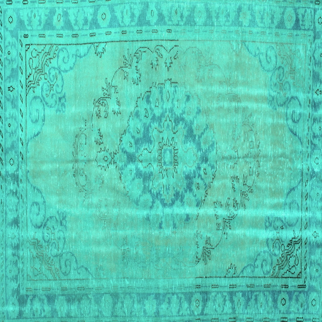Ahgly Company Indoor Square Persian Turquoise Blue Traditional Area ...