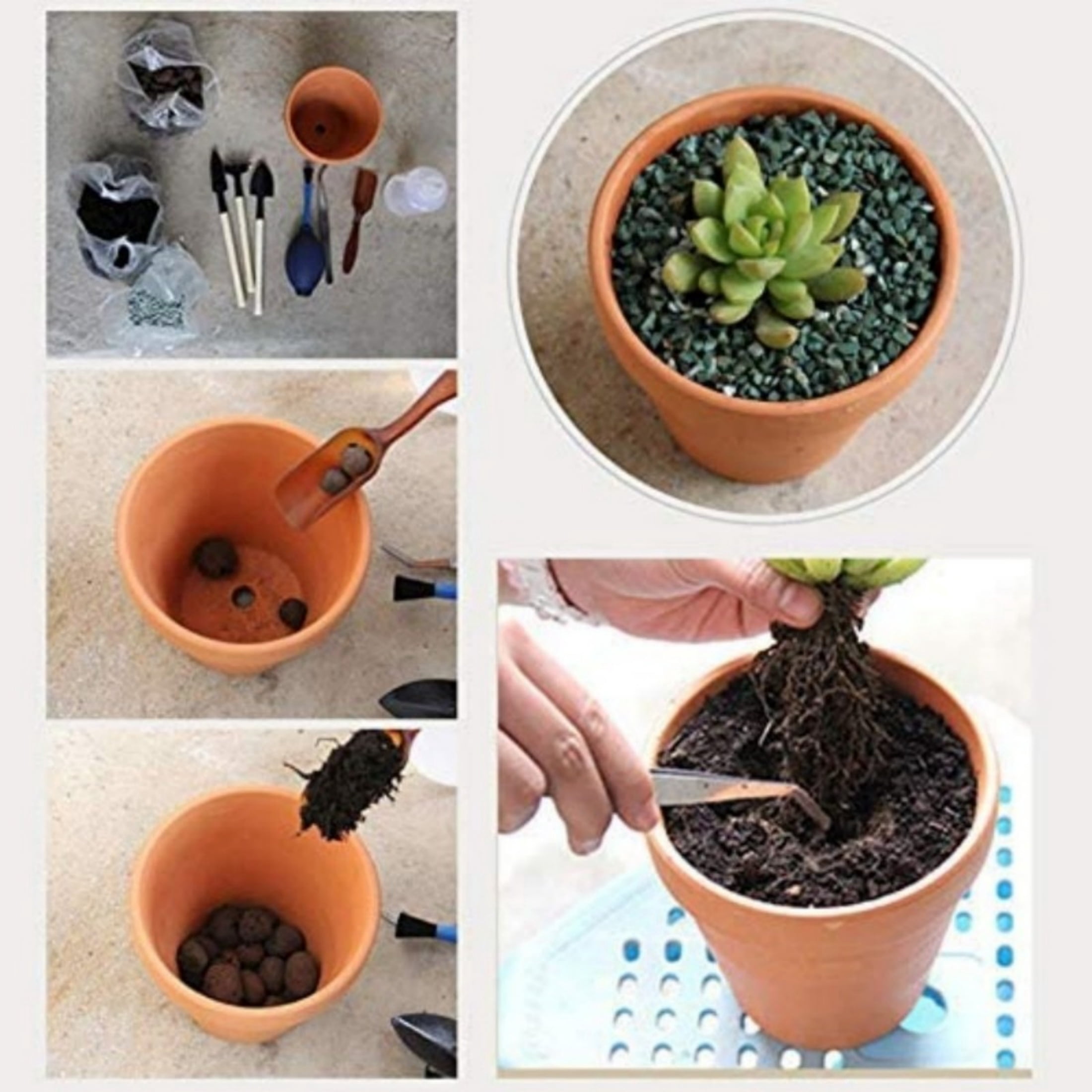 3 Inches Small Terracotta Pots with Saucer, 4 Pack 3" Clay Pots and Saucers with 3pcs Mini Flower Plant Pot Tools for Succulent Display, Indoor, Outdoor