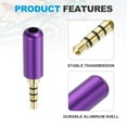 thumbnail image 3 of Uxcell 2Pcs 3.5mm Replacement Repair Plug Jack, 4 Pole Metal Stereo Male Plug 3.5mm Solder DIY Audio Cable Connector for Headphone Earphone Microphone Cable Repair, Purple, 3 of 6