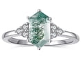 thumbnail image 2 of NUNCAD Long Hexagon Cut Moss Agate Rings for Women 925 Sterling Silver Engagement Ring Size 5-9, 2 of 5