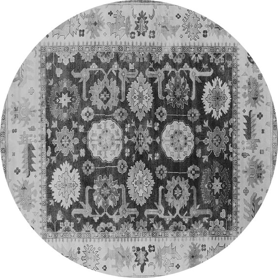 Ahgly Company Indoor Round Oriental Gray Industrial Area Rugs, 8' Round