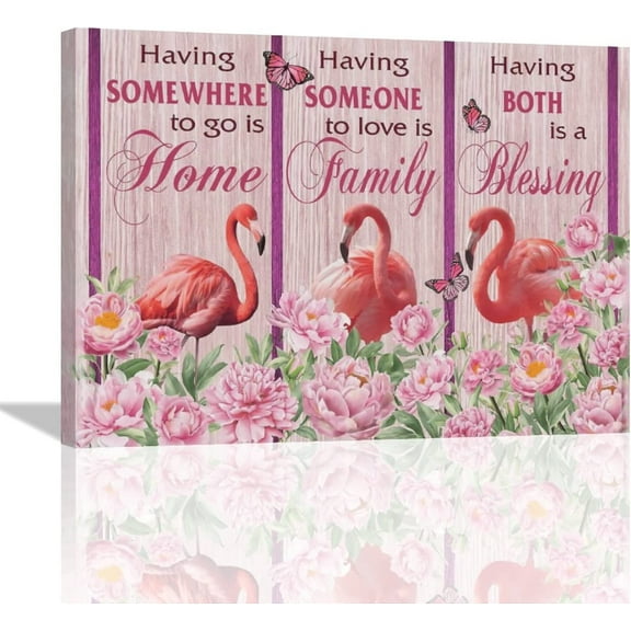 Pink Flamingo Bathroom Wall Art Farm Flamingo Bathroom Pictures Wall Decor Motivational Quotes Canvas Painting Rustic Country Framed Artwork for Bathroom Office Bedroom Ready to Hang 12"x16"