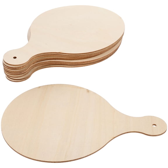 Soimiss 10Pcs Round Khaki Wooden Cutting Boards with Handle for DIY Baking Serving Tray