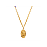 Finecraft St.Christopher Medallion Necklace in Gold-Plated Sterling Silver and Stainless Steel, 24"