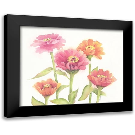 Babbitt, Gwendolyn 14x12 Black Modern Framed Museum Art Print Titled - Happy Zinnias