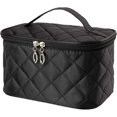 thumbnail image 1 of 1 bolsa de maquillaje negra de gran capacidad, portátil, impermeable, almacenamiento de maquillaje de estilo clásico. JM, 1 of 5