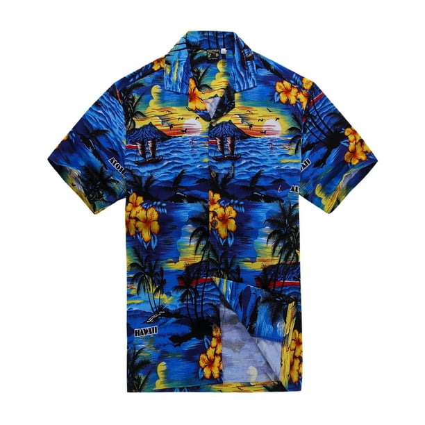 Hawaii Hangover - Hawaiian Shirt Aloha Shirt in Blue Scenic Map ...