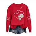 thumbnail image 4 of Uootdi Crew Neck Love Heart Printed Graphic Sweatshirt for Women Valentine's Day Tunic Tops Casual Holiday Long Sleeve Graphic Tee Tops Gift, 4 of 8