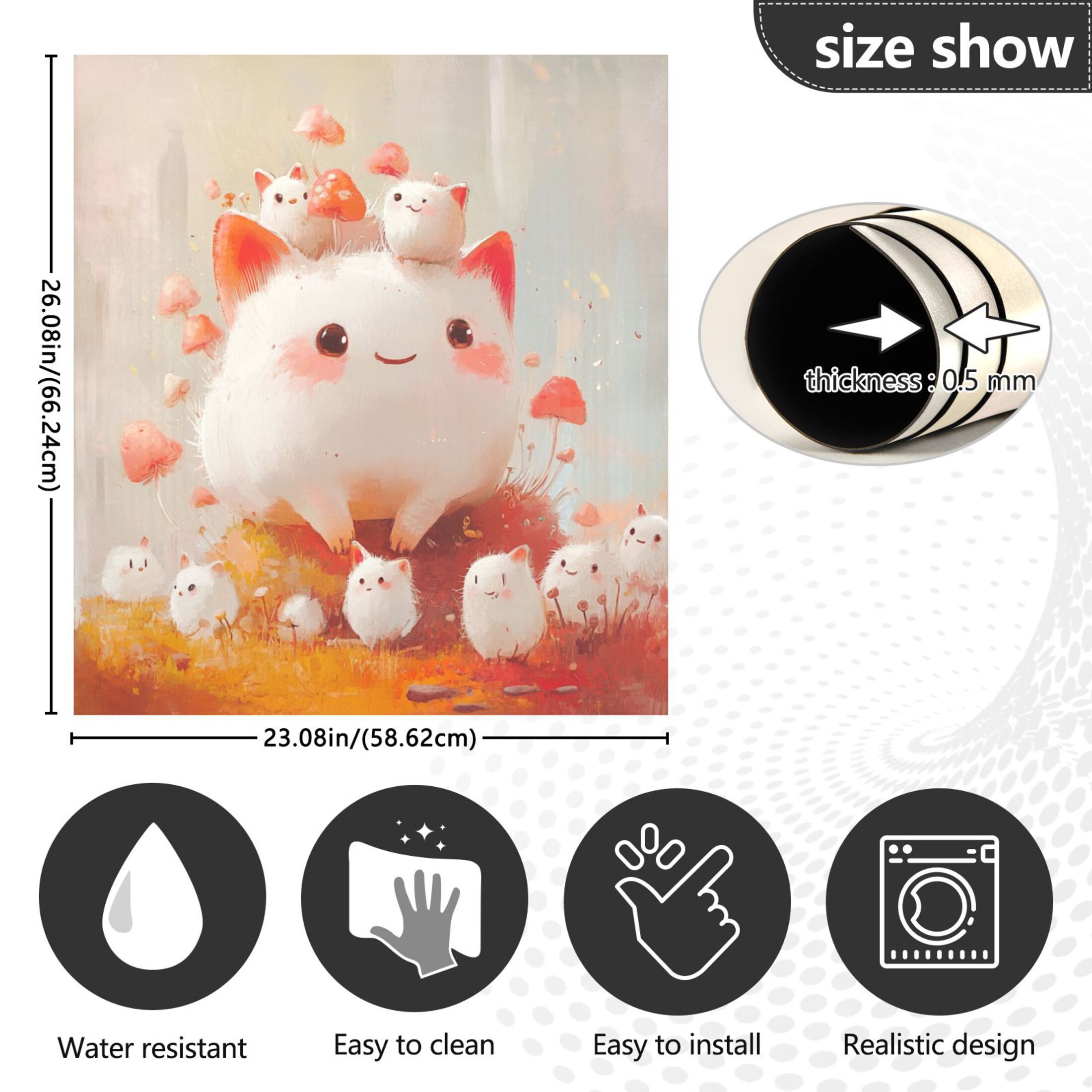Dishwasher Magnetic Sticker 23x26 Inch Refrigerator Magnetic Sticker Washing Machine Magnetic Sticker Kitchen Panel Magnetic Sticker Home Decor White Cartoon Monster
