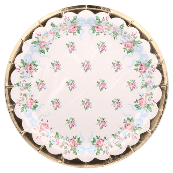 Flowers and Bows Disposable Paper Party Plates, 7", Multicolor, 10 Count, by Way To Celebrate