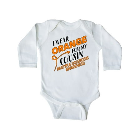 

Inktastic I Wear Orange for my Cousin- Multiple Sclerosis awareness Gift Baby Boy or Baby Girl Long Sleeve Bodysuit