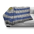 thumbnail image 3 of Uruguay Soft Flannel Fleece Throw Blanket, Illustration of Country National Flag Painted on Brick Wall, Cozy Plush for Indoor and Outdoor Use, 50" x 60", Sea Blue Mustard, by Ambesonne, 3 of 6