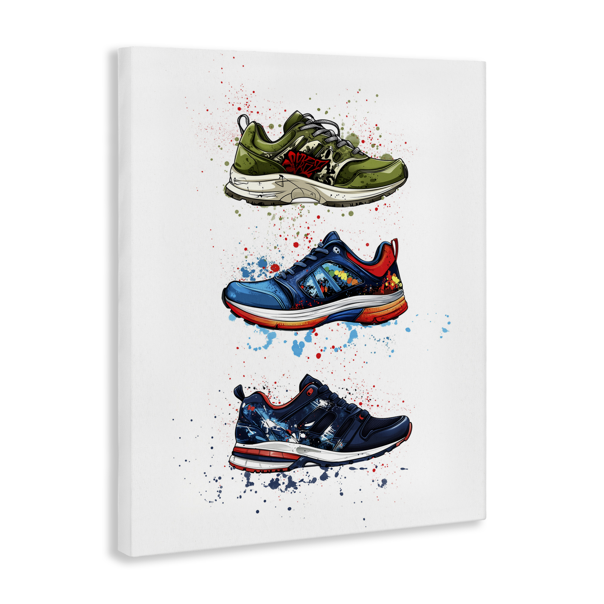 Modern Spray Sneakers Canvas Wall Art, design by Christine Simpson Art
