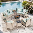 thumbnail image 2 of MEISSALIVVE 9-Piece Curved Wicker Patio Furniture Set, Half-Moon Weather-Resistant Outdoor Sectional Sofa with Swivel Chair, Coffee Table & Side Table, Blue, 2 of 10