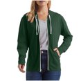 thumbnail image 2 of Itsame Zipper Hoodies for Women Lightweight Hood Sweatshirts Pullover Crew Neck Pocket Solid Color Zipper Long Sleeve Sportswear Army Green Size 2XL, 2 of 6