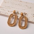 thumbnail image 4 of Aros SELFWIMG de Rafia Ovalados Boho Colgantes Marrones, 4 of 7
