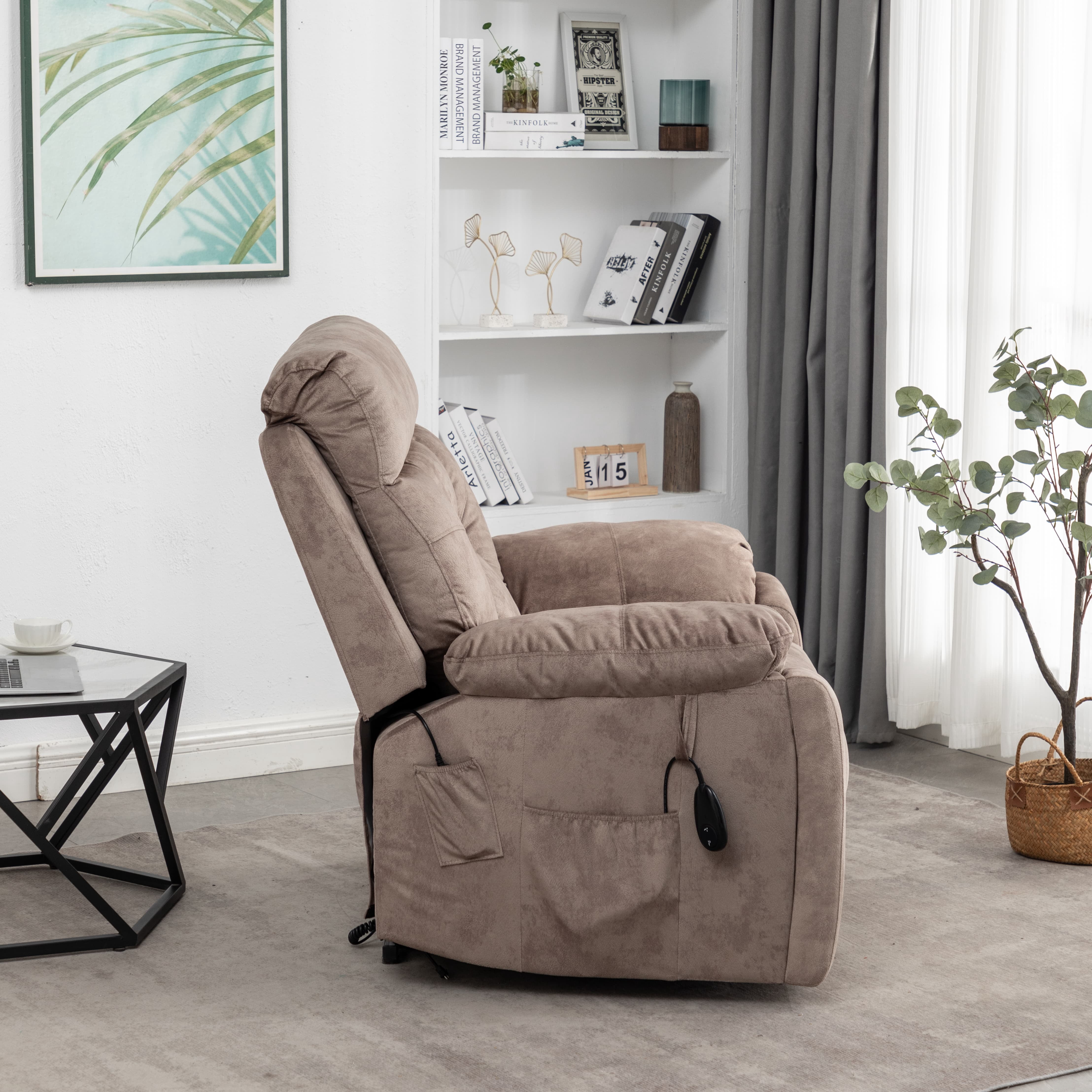 Large Power Lift Recliner Chair for Elderly,Recliner Chair with Heat and Massage for Living Room,Antique Brown