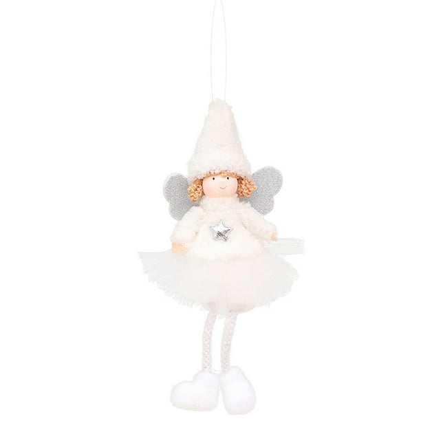 Bewildely Muñeco de Ángel de Navidad, accesorios de decoración navideña, diseño de escena DIY, colgante de Navidad de Año Nuevo, regalo, adorno para Kits de decoración para fiestas Blanco Bewildely HA070276-01