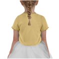 thumbnail image 4 of Girl's Short Sleeve Ribbed Knit Lettuce Trim Crewneck T Shirt Tee Tops, 4 of 4