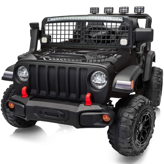Hikiddo 24V 2 Seater Ride on Car, 4WD Electric Ride on Car Toy for Big Kids - Black