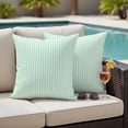 thumbnail image 4 of Green White Stripe Outdoor Waterproof Pillow Covers, Modern Minimalist Geometric Striped Decorative Square Throw Pillowcase Sofa Cushion Sham for Patio/Couch/Chair, 24"x24" 2 Pack, 4 of 8