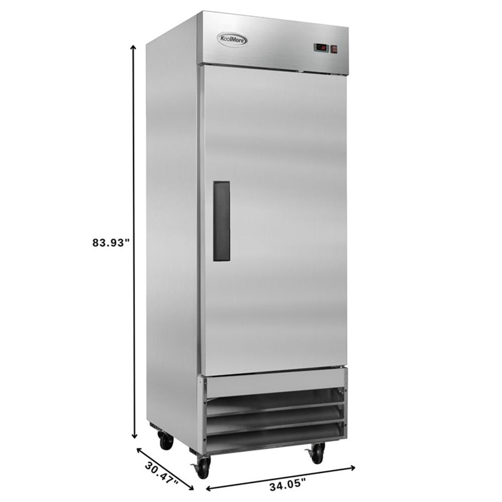 Pemberly Row Silver 29" One Door Commercial Reach-in Refrigerator 23 cu. ft. in