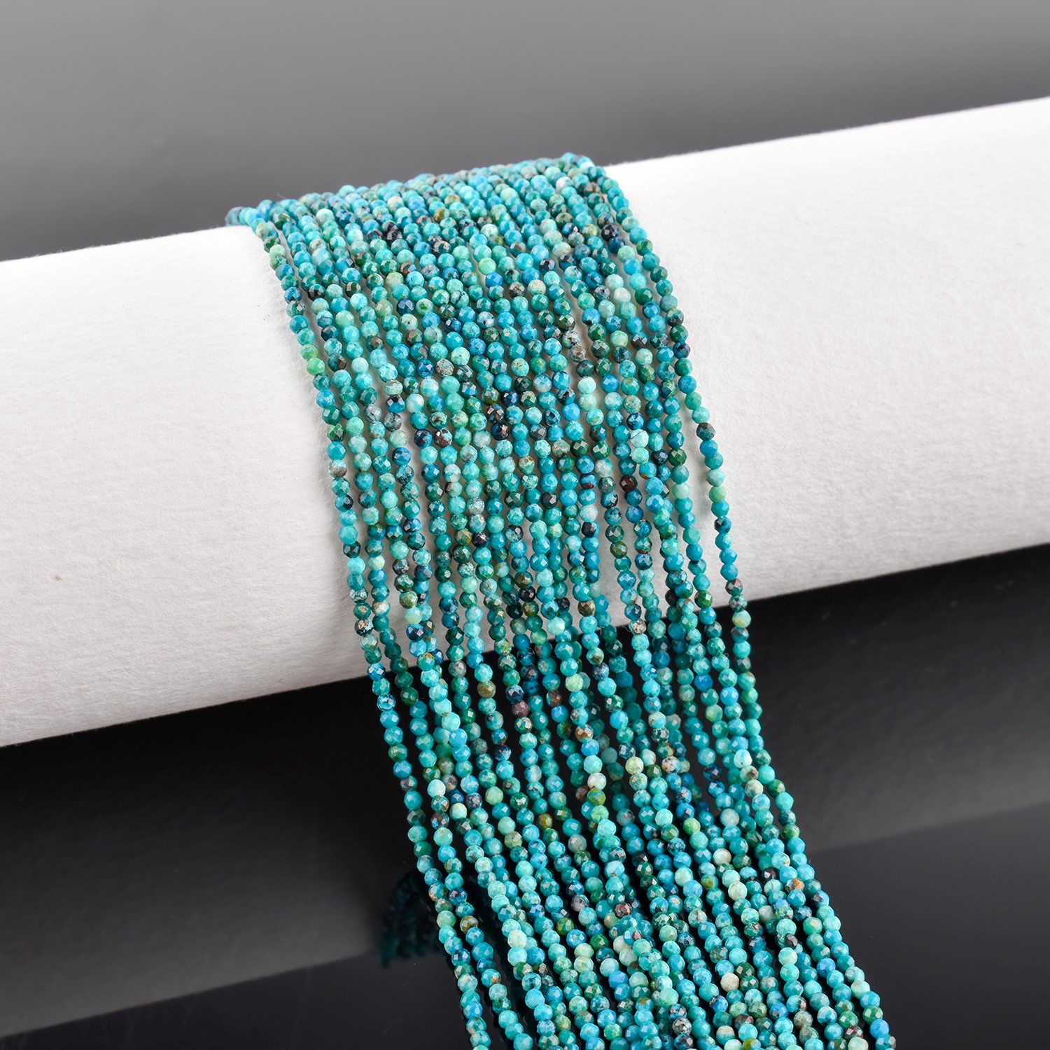 QNAVIC Genuine Turquoise Gemstone Micro Faceted Rounds Beads Strand Drilled Stone Chakra Healing Crystals DIY Jewelry Making Wholesale Bulk Loose Supply Strand 30 Centimeter (1 Strand)