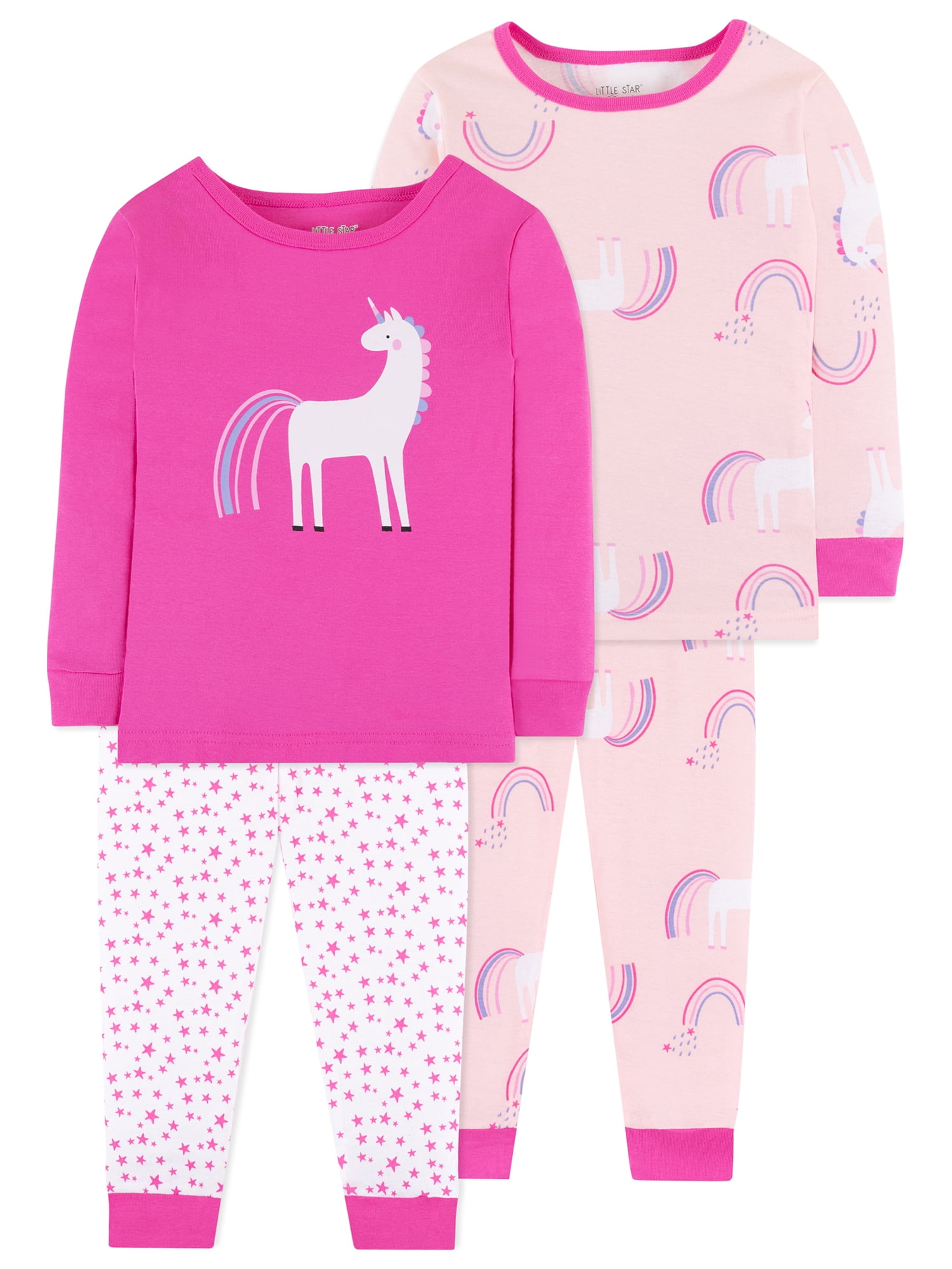 Little Star Baby & Toddler Girl 4 Pc Long Sleeve Shirts & Pants Pajamas ...