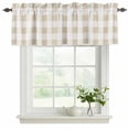 thumbnail image 2 of Beige Plaid Valances for Windows, Decorative Rod Pocket Window Valance Curtains, Spring Summer Farmhouse Buffalo Checkered Short Curtain Drapes for Kitchen/Living Room, 2 Panels, 60" W x 18" L, 2 of 8