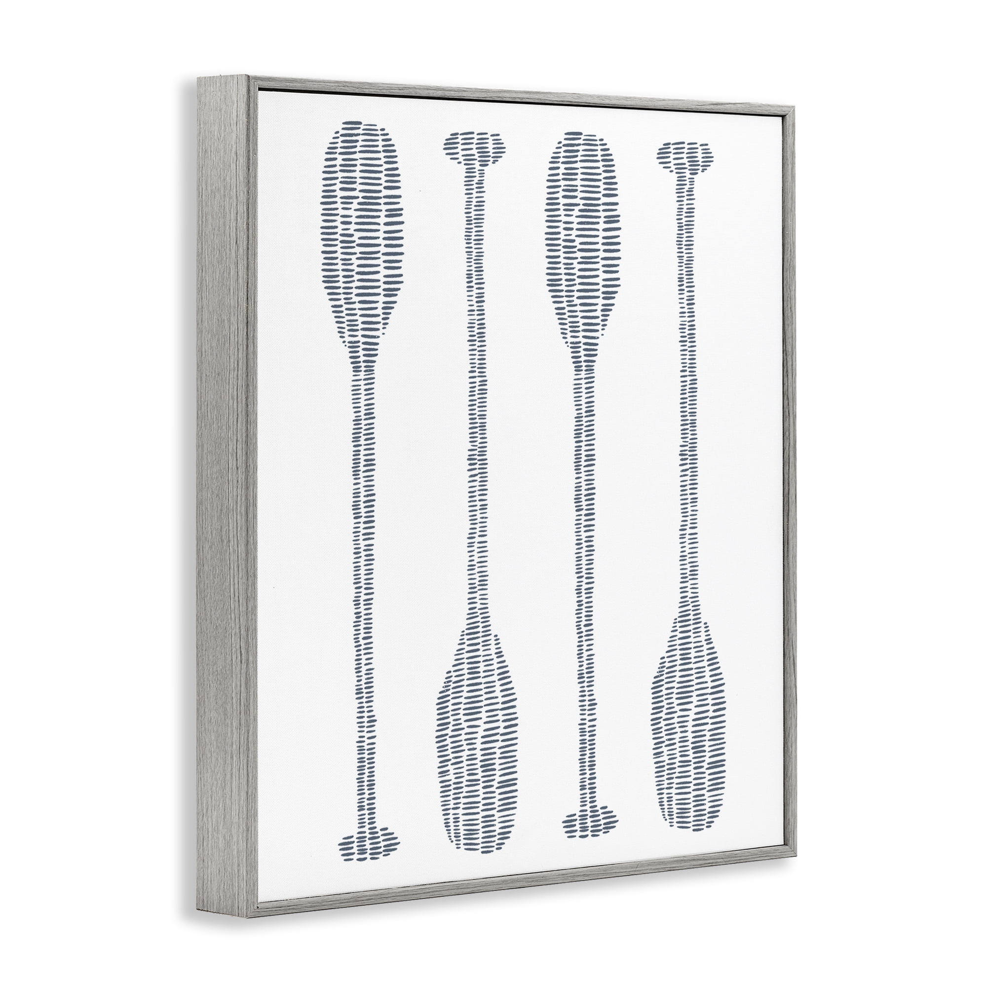 Stupell Industries Minimal Boat Oars Coastal Painting Gray Framed Art Print Wall Art, 16 x 20