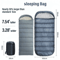 thumbnail image 2 of XXL 3–4 Season Waterproof Lightweight Rectangular Sleeping Bag, Gray, Right-Zip, for Adults, 90.55" x 39.37", 5.5 lbs, 2 of 7
