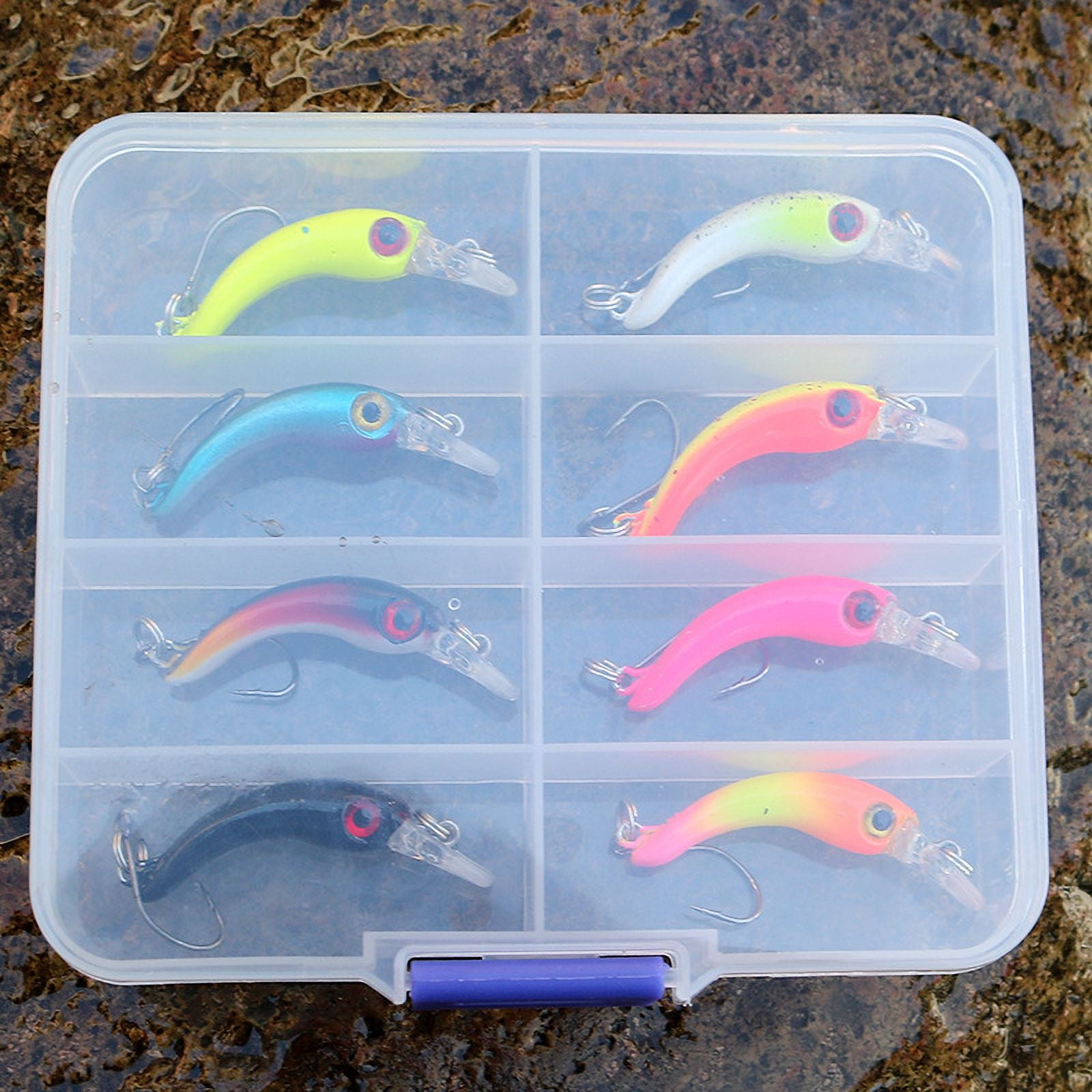 2PC Fishing Lures Jigs 1.5g Small Minnow Lure Micro Bait Mini Bow Single Hook Lure Fake Bait Rock Craw Micro Casting Type