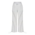 thumbnail image 4 of Pantalones cargo con cordón y cintura baja para mujer - Multibolsillos, estilo hippie, mezcla de algodón, S-L, informal/urbano, 4 of 8